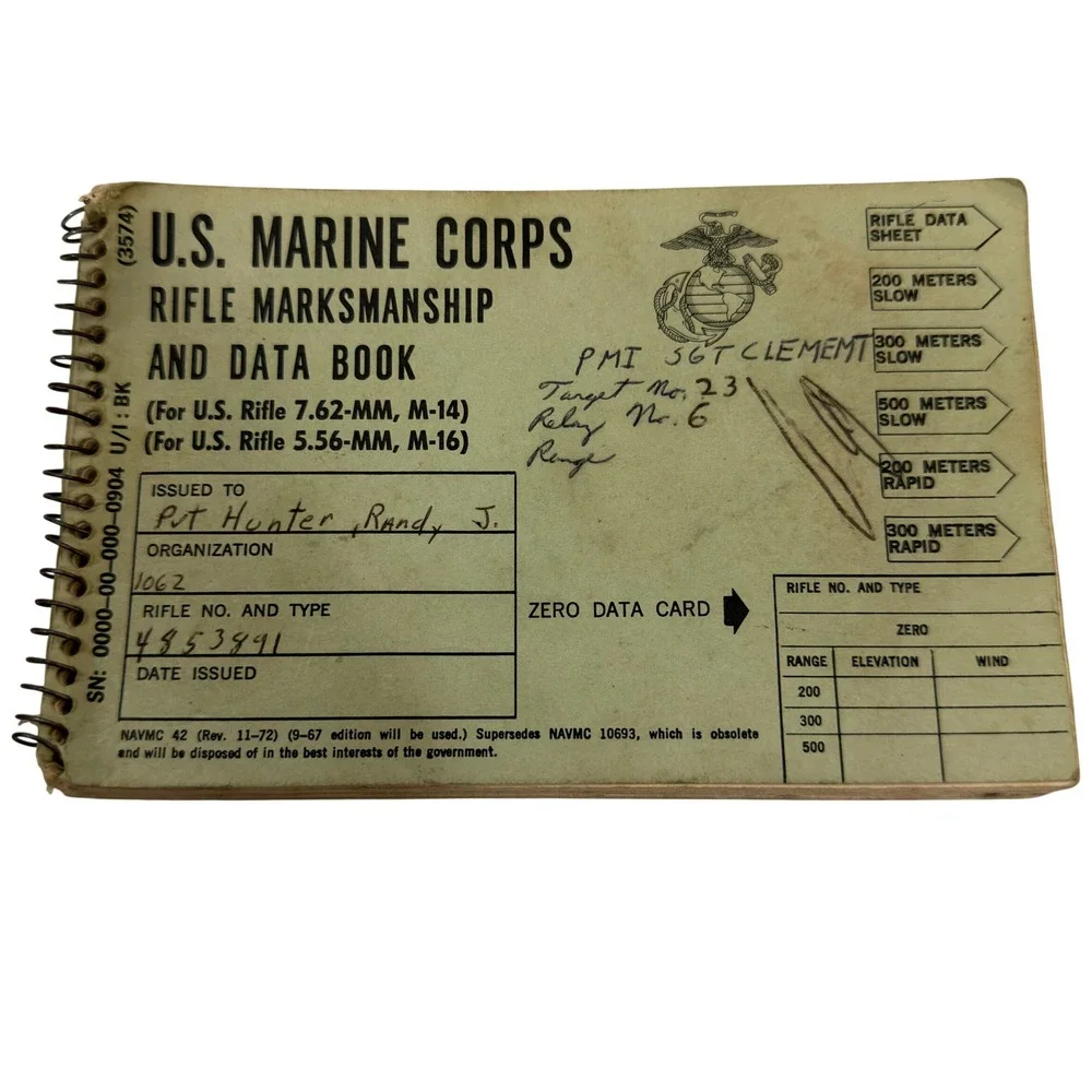 Vtg US Marine Corps Rifle Marksmanship Data Book NAVMC 42 M-14 M-16 1976 USMC